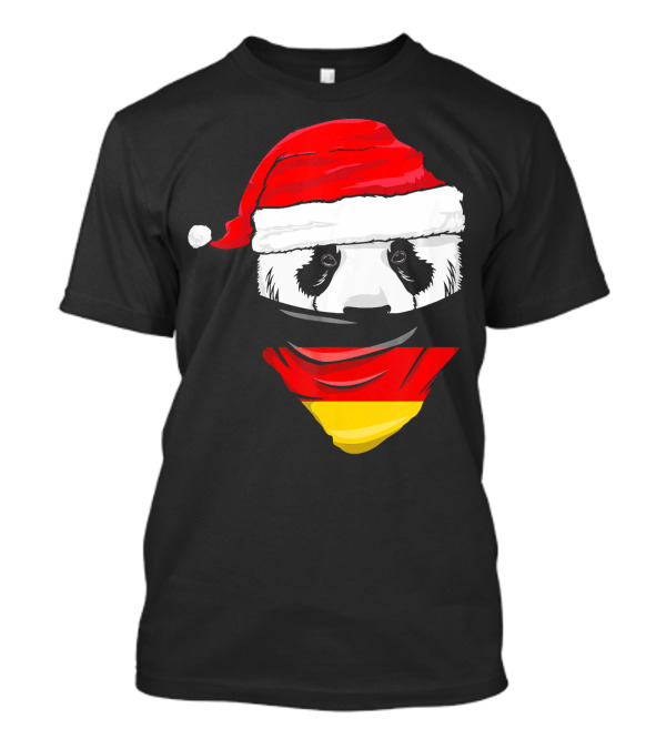 Panda Wearing Santa Hat With Germany Flag Bandana T-Shirt
