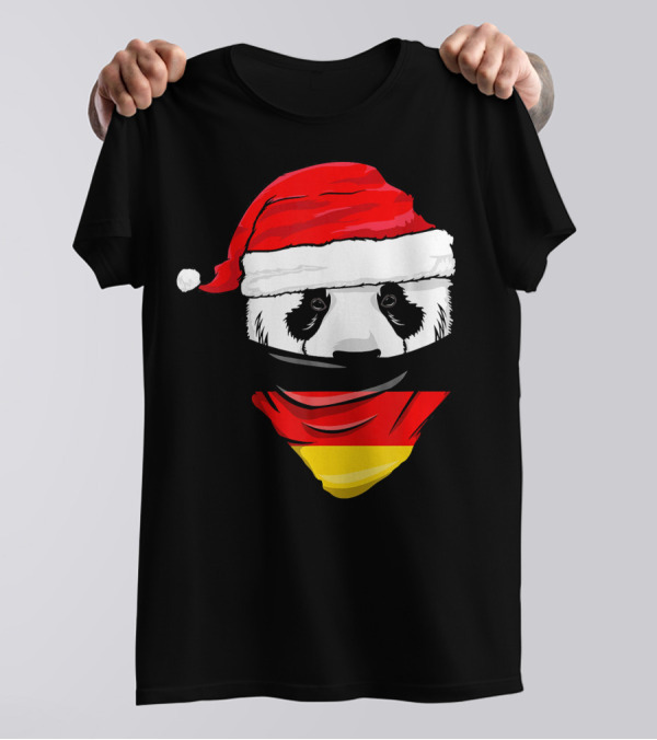 Panda Wearing Santa Hat With Germany Flag Bandana T-Shirt