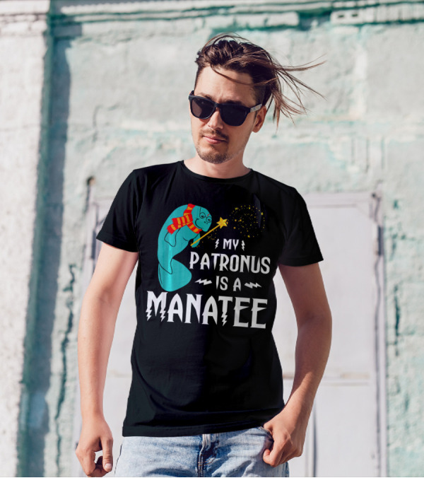 My Patronus Is A Manatee Wizarding Creature With Scarf And Wand T-Shirt