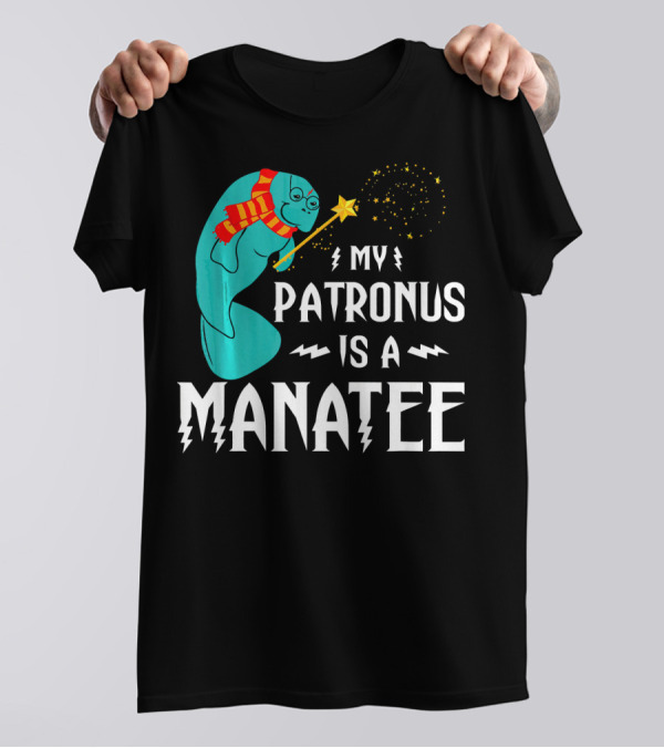 My Patronus Is A Manatee Wizarding Creature With Scarf And Wand T-Shirt
