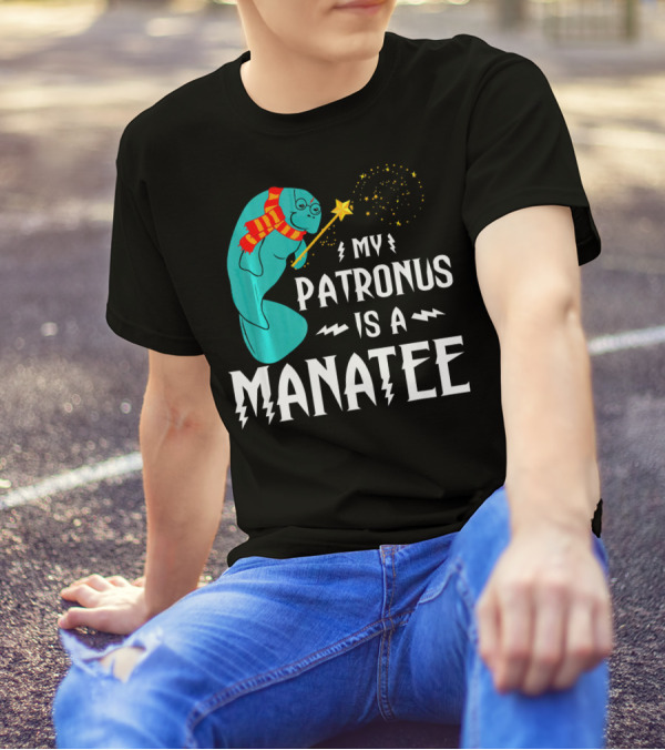 My Patronus Is A Manatee Wizarding Creature With Scarf And Wand T-Shirt