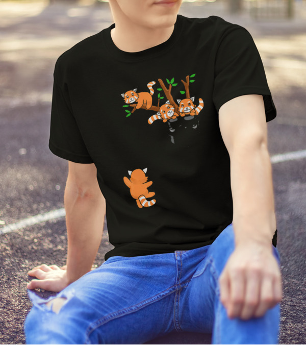 Panda Family Lazy Red Pandas In Tree T-Shirt