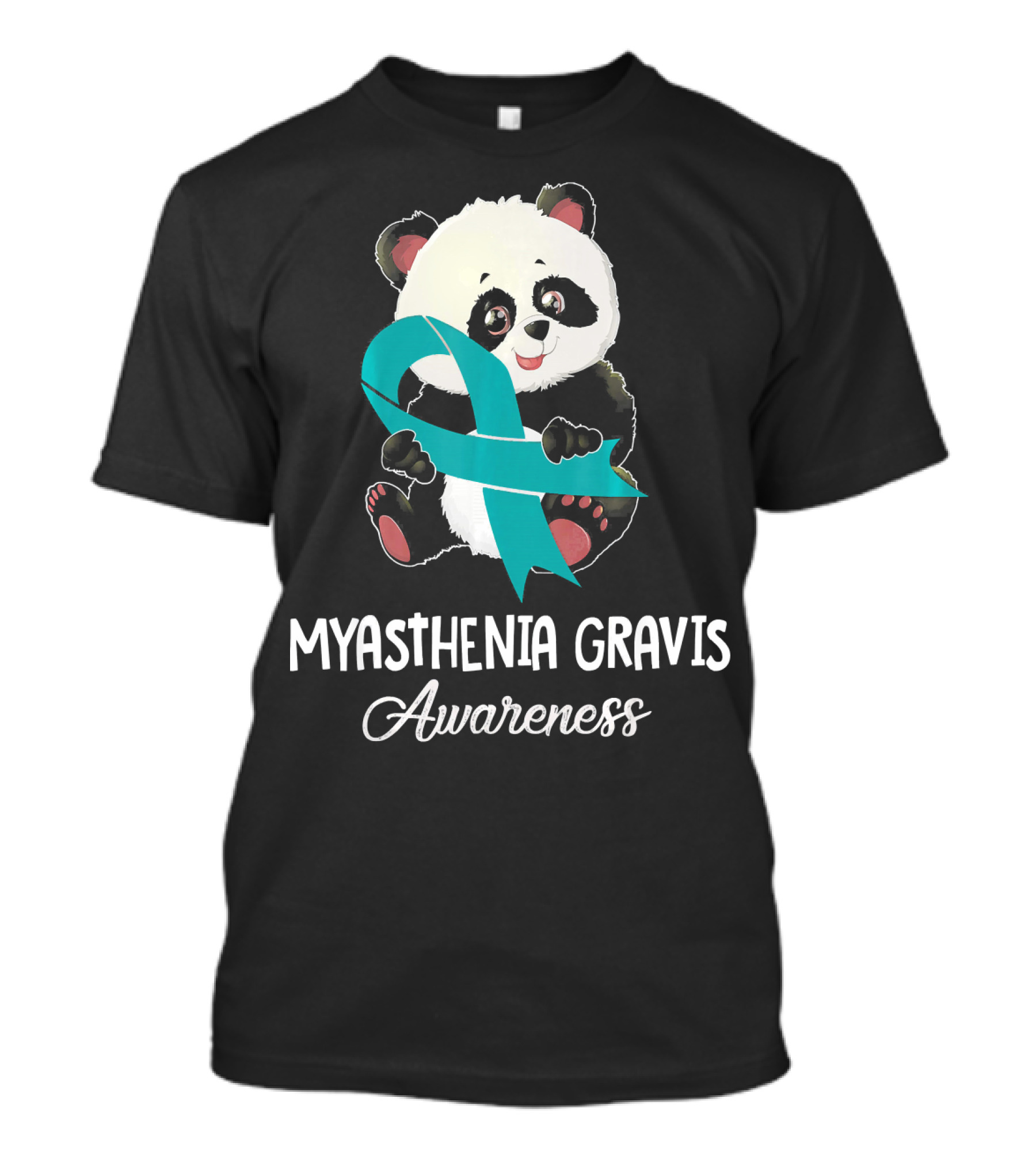 Myasthenia Gravis Awareness Teal Ribbon Panda T-Shirt