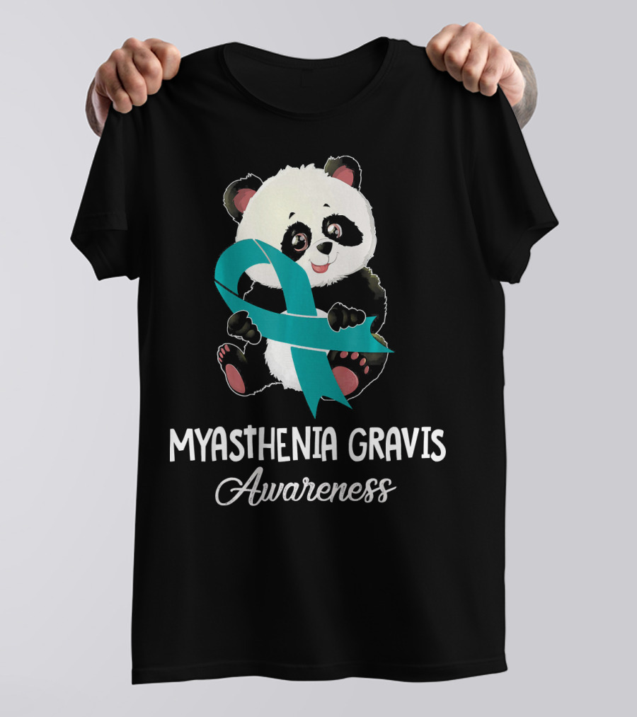 Myasthenia Gravis Awareness Teal Ribbon Panda T-Shirt