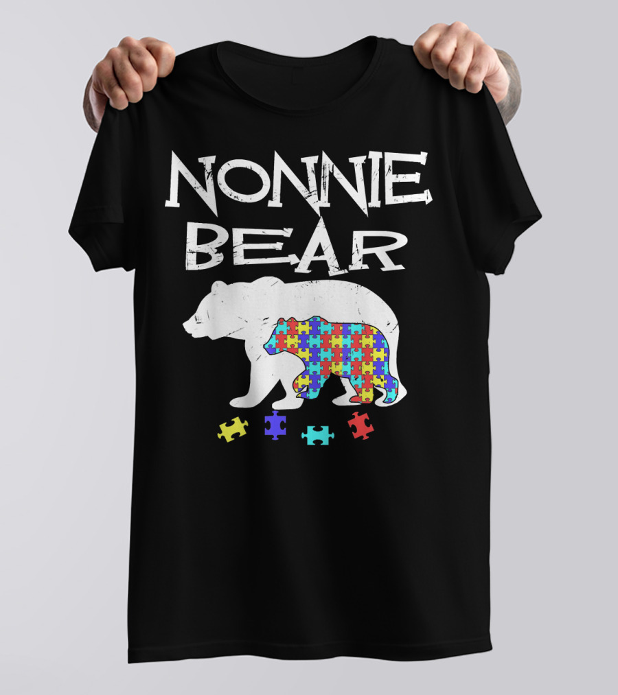Nonnie Bear Autism Awareness Puzzle Bears T-Shirt