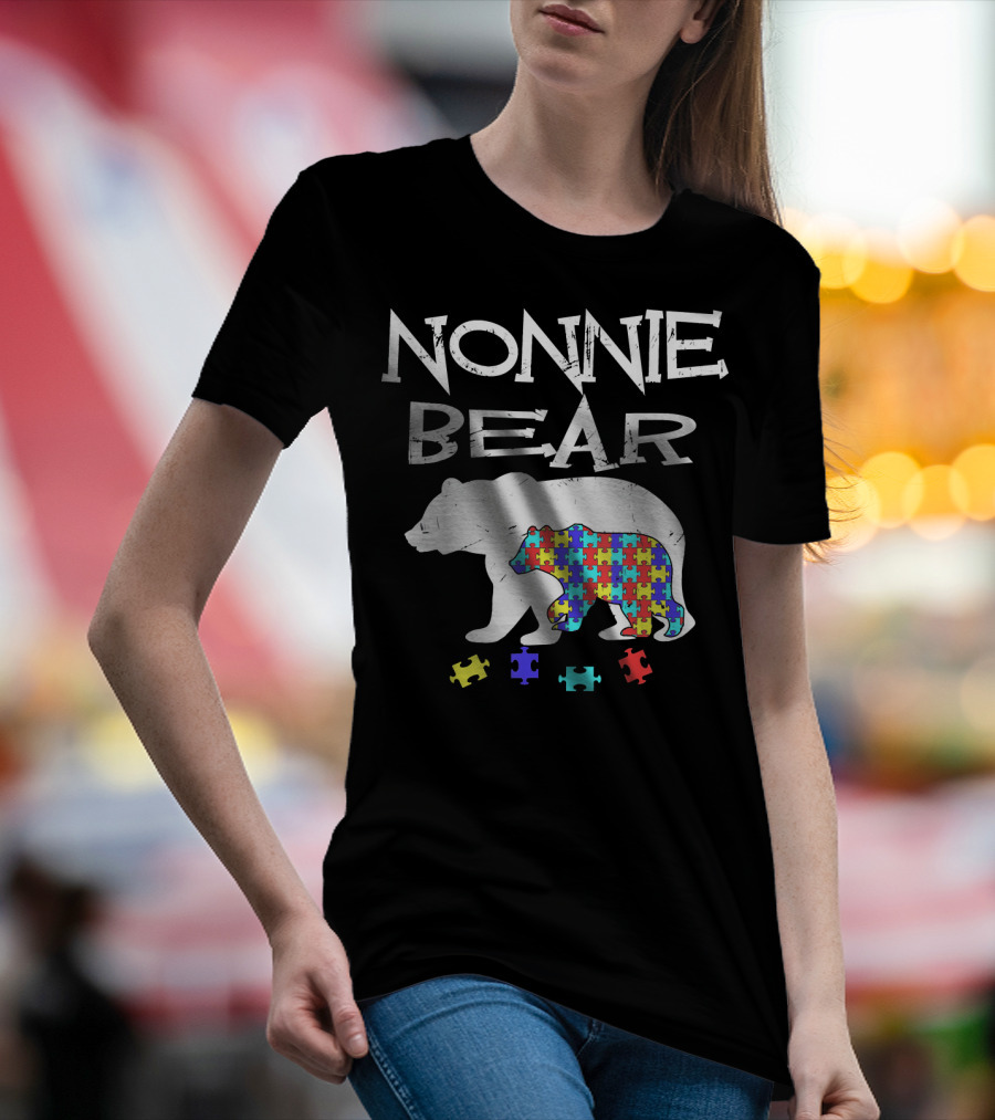 Nonnie Bear Autism Awareness Puzzle Bears T-Shirt