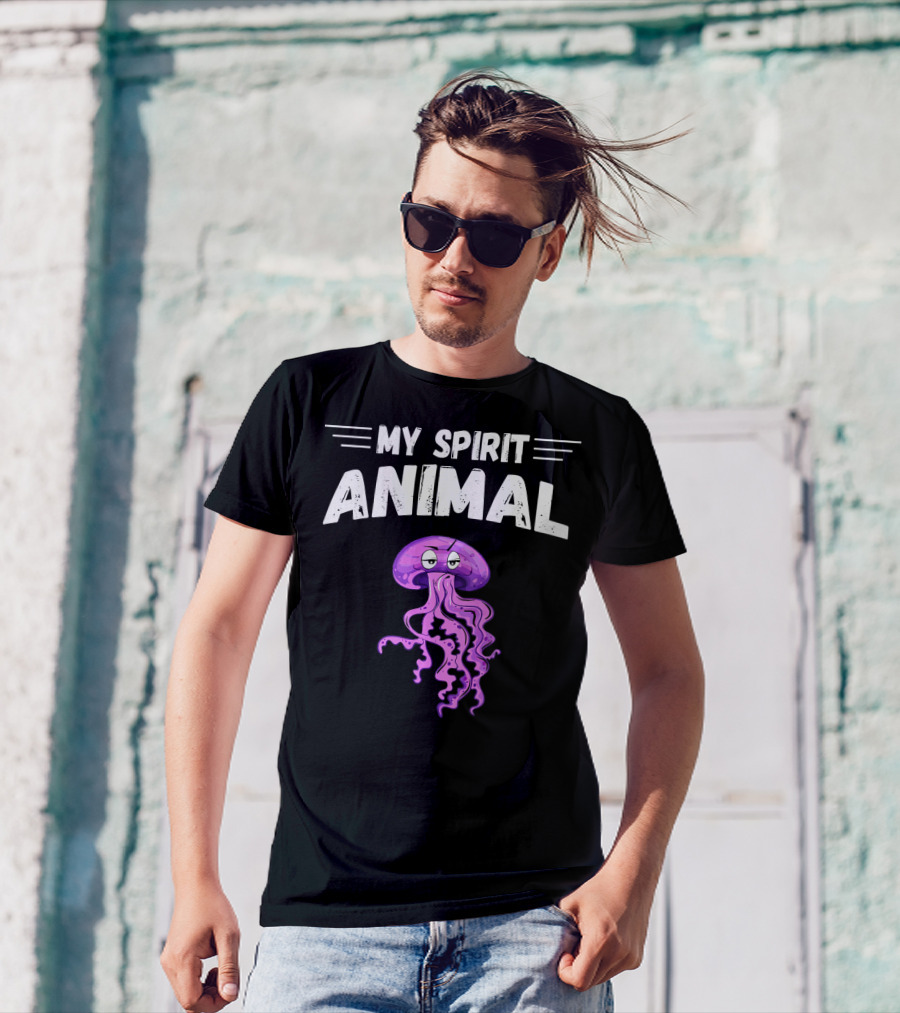 My Spirit Animal Jellyfish With Purple Cartoon T-Shirt