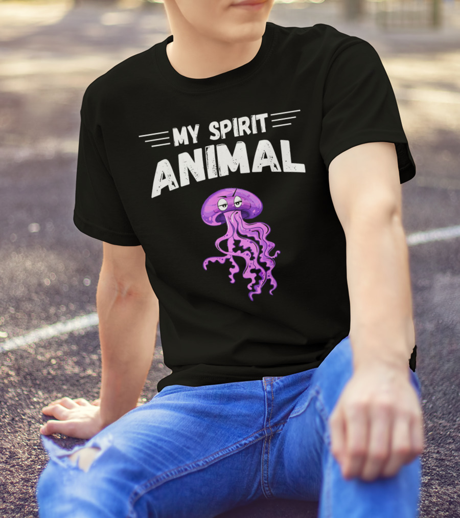 My Spirit Animal Jellyfish With Purple Cartoon T-Shirt