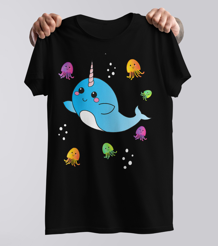 Narwhal Jelly Fish Cute Unique Unicorn Ocean Creatures T-Shirt