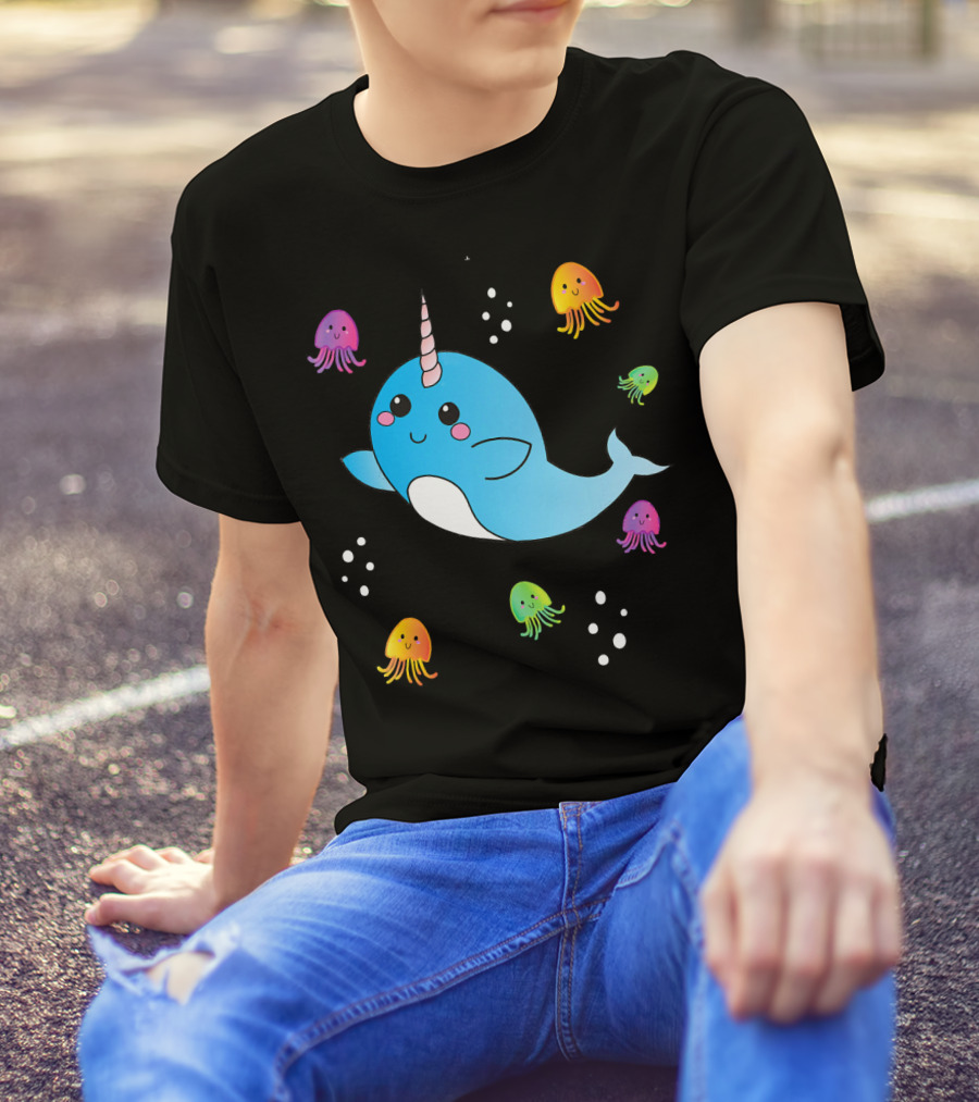 Narwhal Jelly Fish Cute Unique Unicorn Ocean Creatures T-Shirt