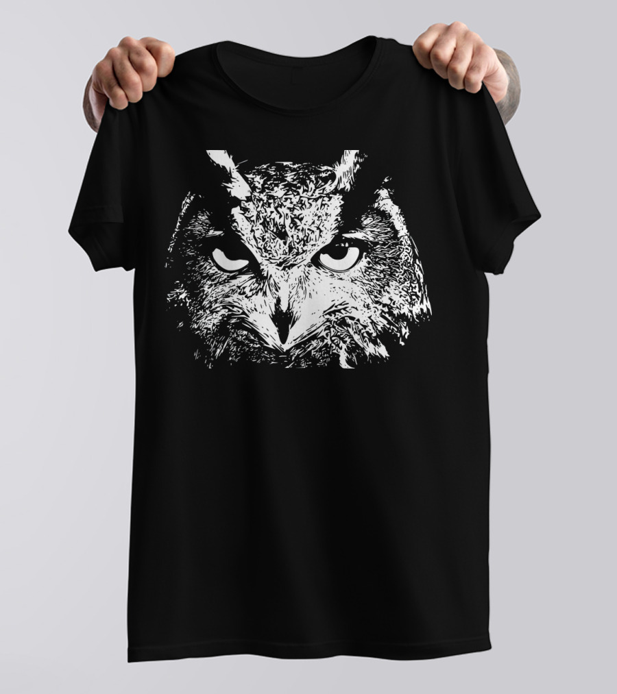 Minimalist Great Horned Owl Face T-Shirt