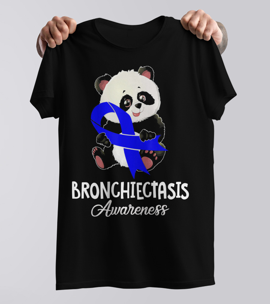 Panda Bronchiectasis Awareness Blue T-Shirt