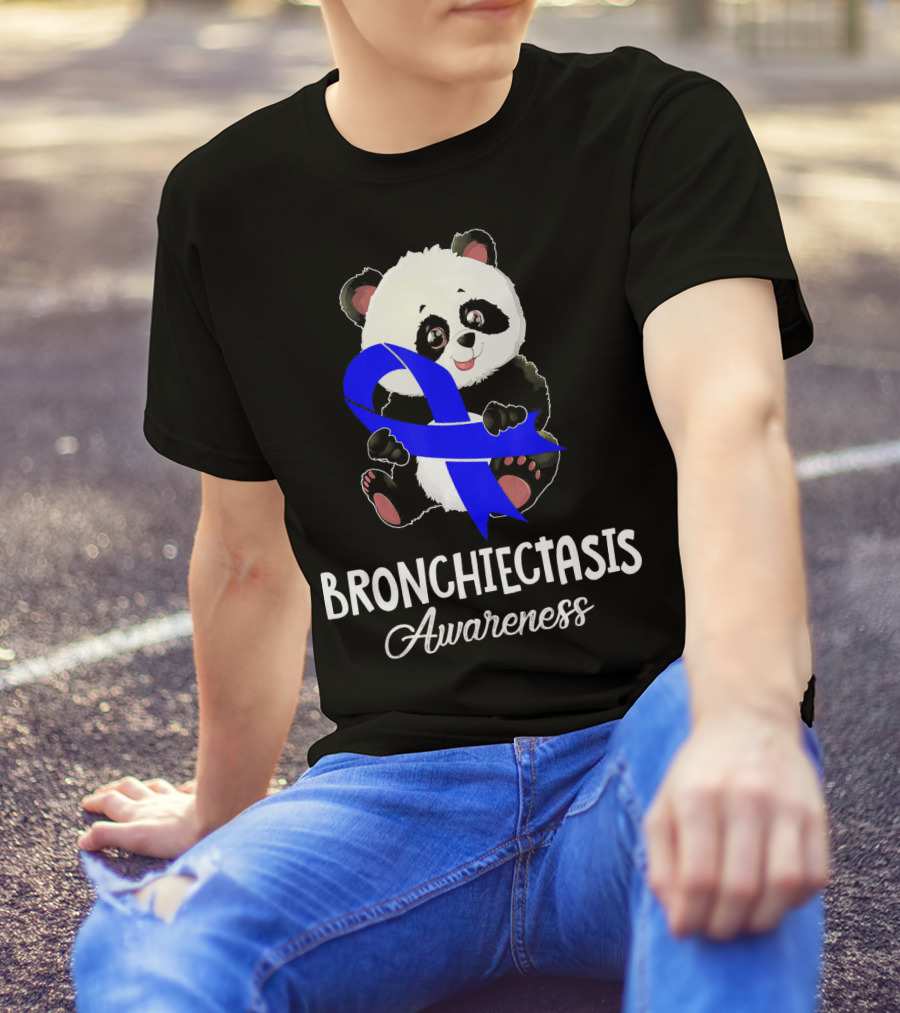 Panda Bronchiectasis Awareness Blue T-Shirt
