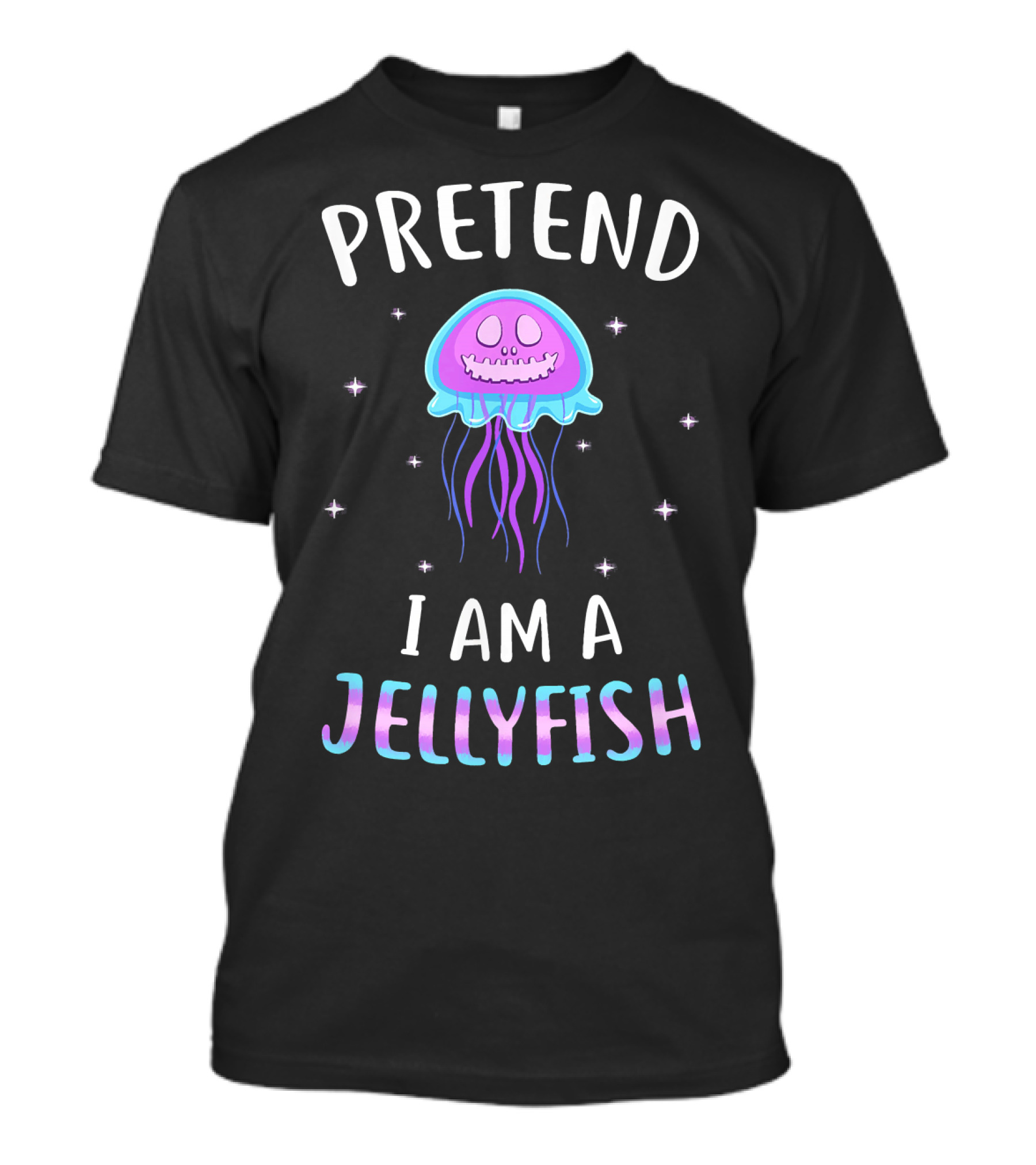 Pretend I Am A Jellyfish Costume Happy Face Purple Blue Tentacles T-Shirt