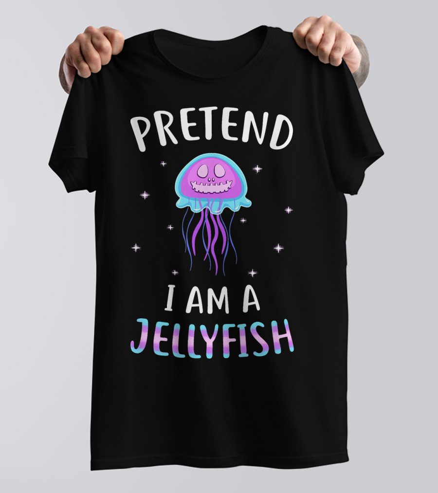 Pretend I Am A Jellyfish Costume Happy Face Purple Blue Tentacles T-Shirt