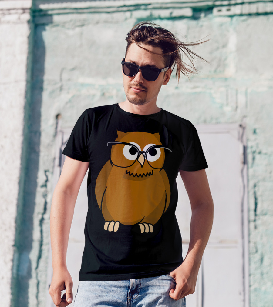 Nocturnal Owl With Glasses Icon T-Shirt