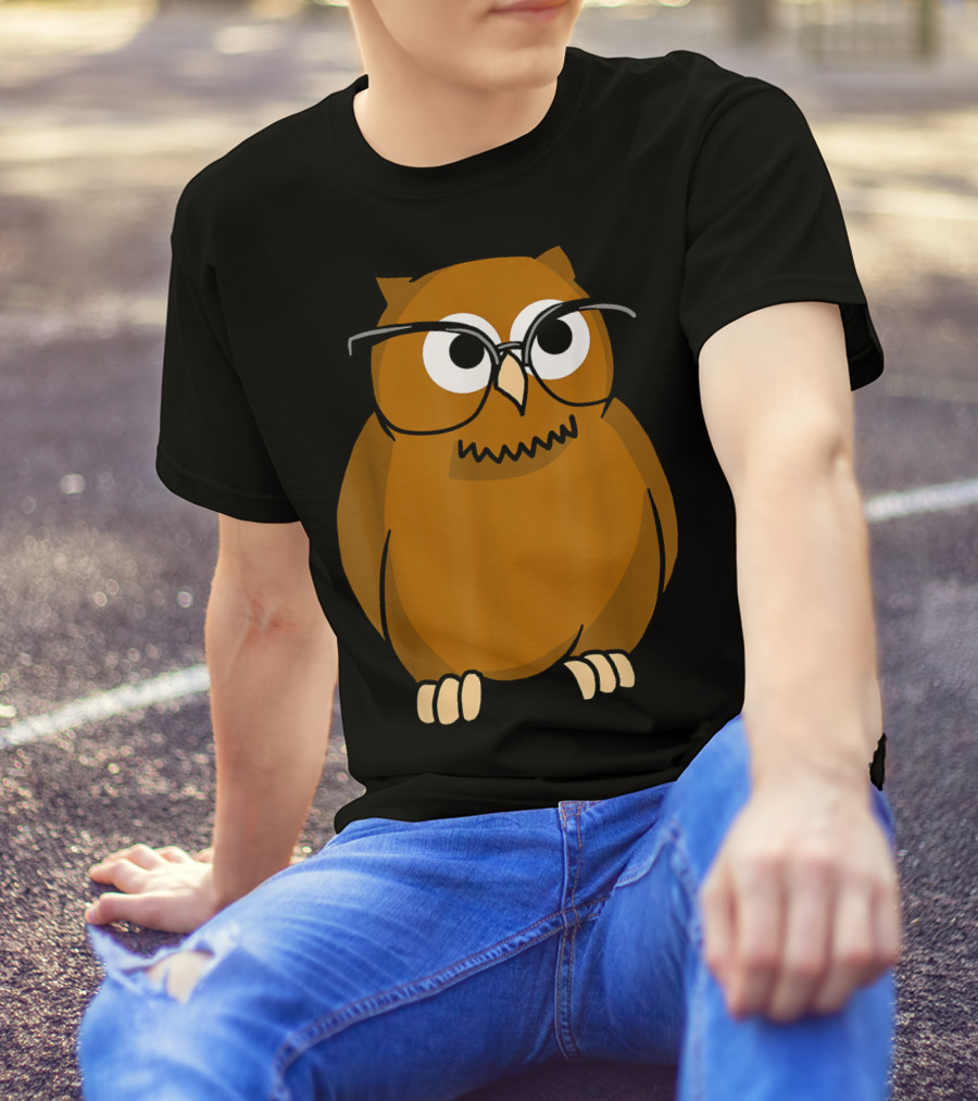 Nocturnal Owl With Glasses Icon T-Shirt