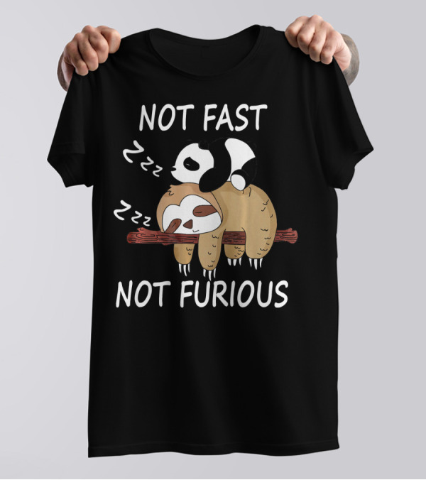 Not Fast Not Furious Sleeping Panda And Sloth Zzz T-Shirt