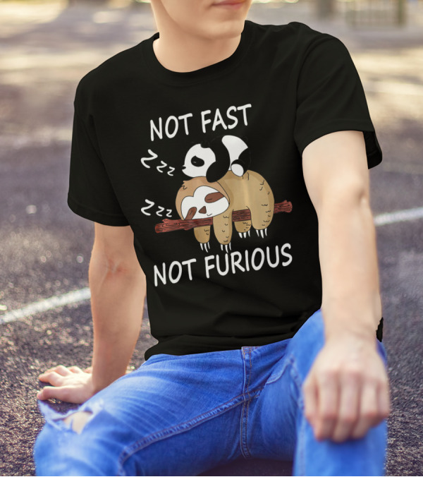 Not Fast Not Furious Sleeping Panda And Sloth Zzz T-Shirt