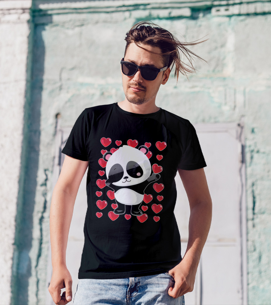 Panda Valentines Day Hearts T-Shirt
