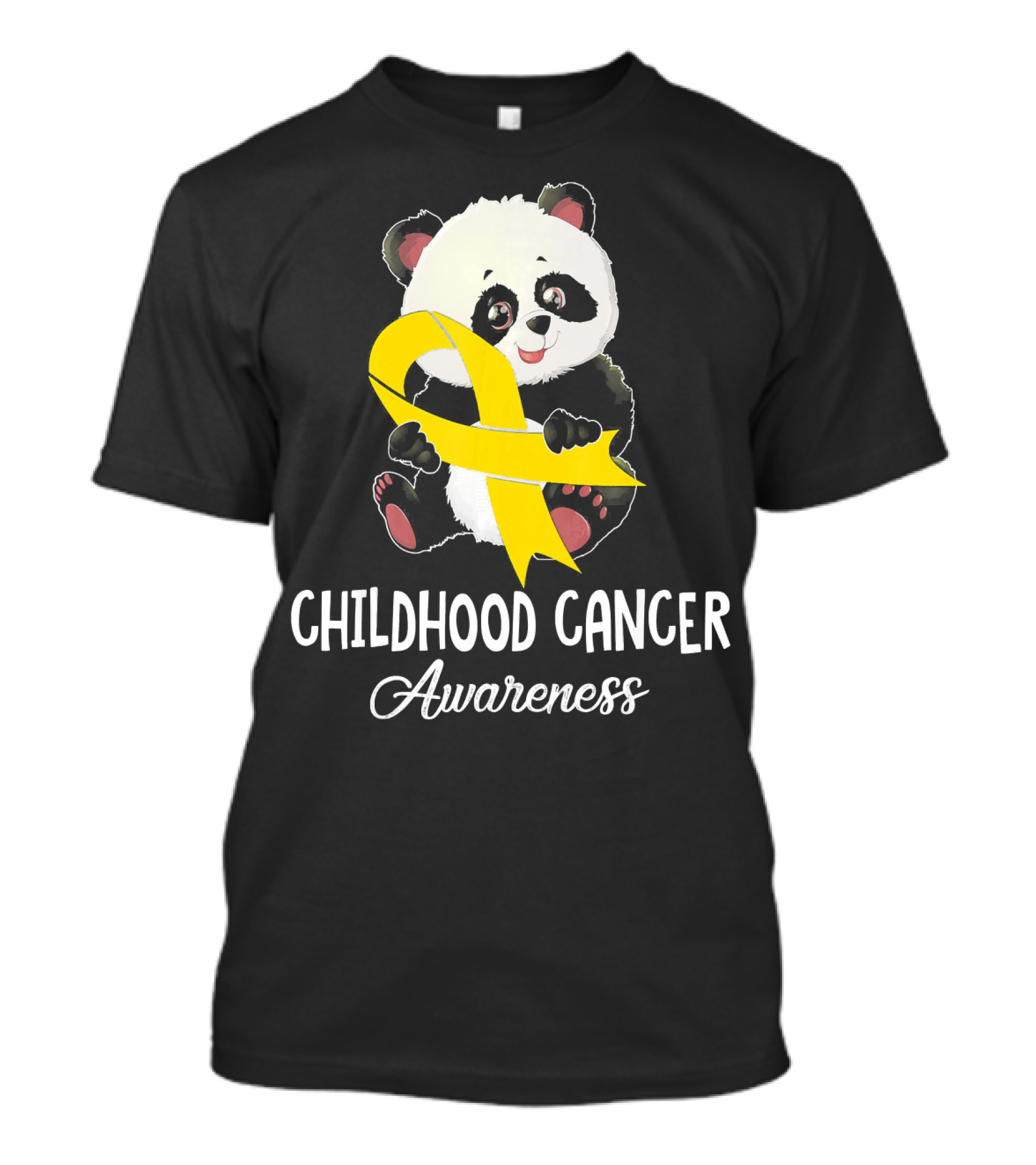 Panda Childhood Cancer Awareness Yellow T-Shirt