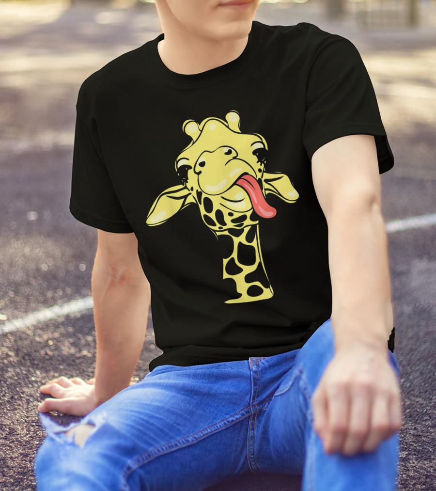 No Problem Animal Giraffe With Tongue Out Fashion T-Shirt