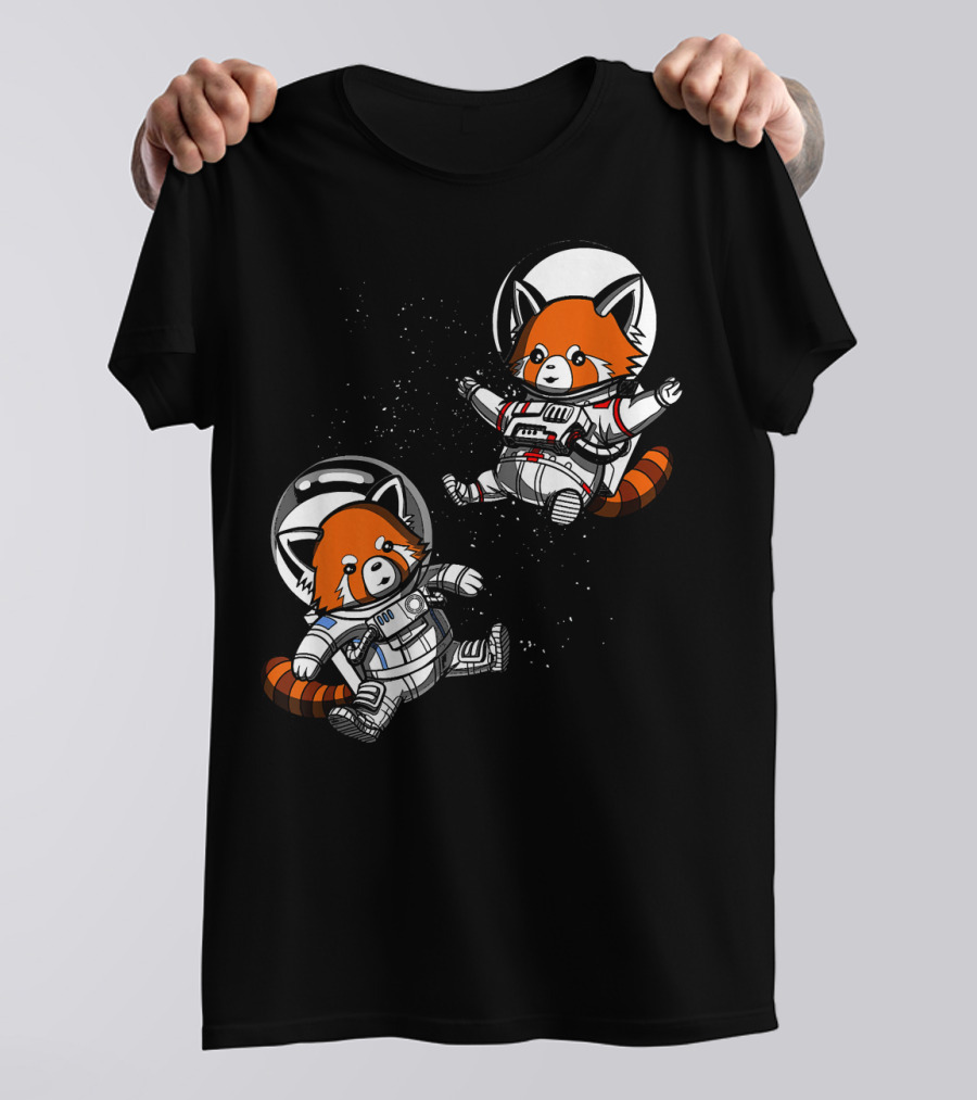 Red Panda Bears Astronauts In Cosmic Space T-Shirt