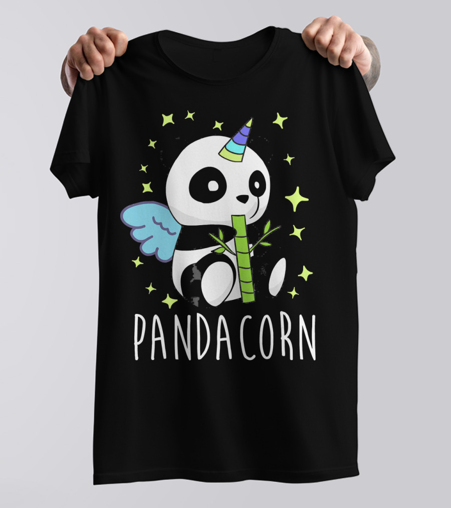 Pandacorn Magical Panda Unicorn With Wings And Bamboo T-Shirt