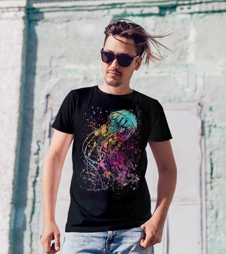 Watercolor Burst Jellyfish Spectrum T-Shirt