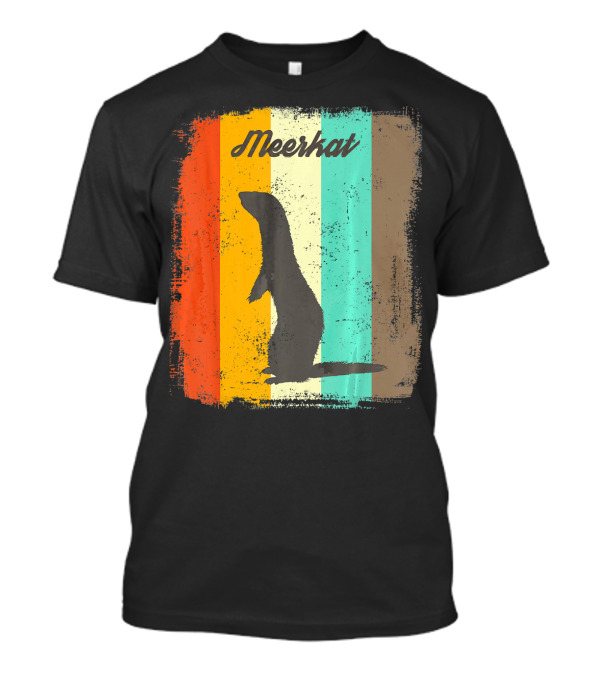 Meerkat Silhouette Retro Stripes For Meerkat Lovers T-Shirt