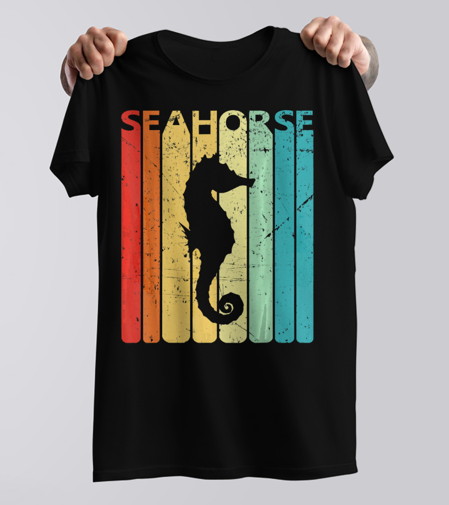 Retro Seahorse Vintage Stripes T-Shirt