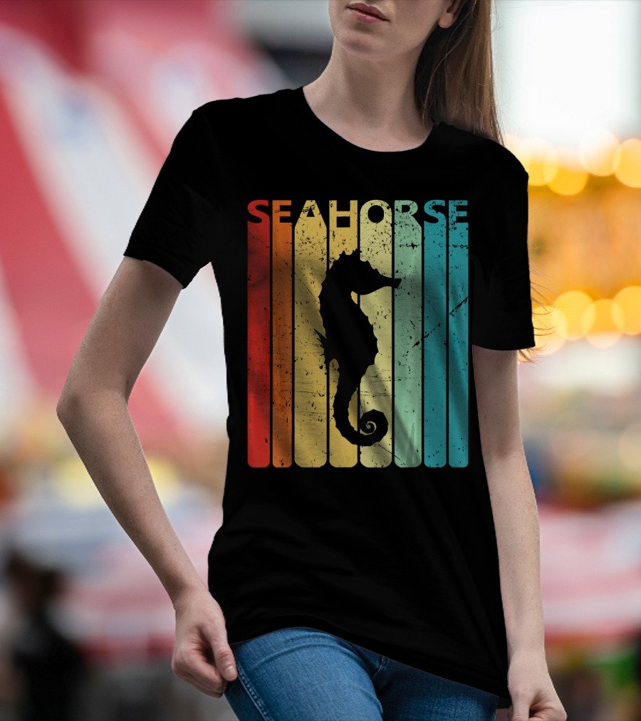 Retro Seahorse Vintage Stripes T-Shirt