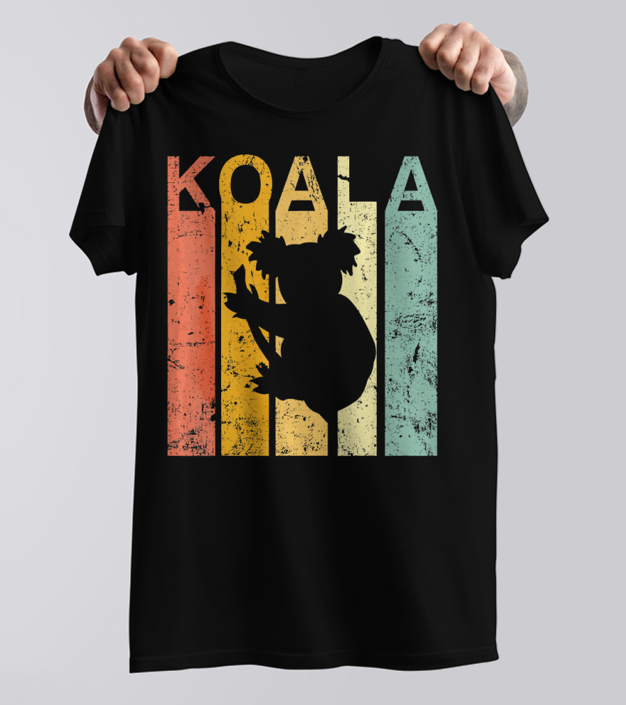 Retro Vintage Koala Silhouette With Rainbow Stripes T-Shirt