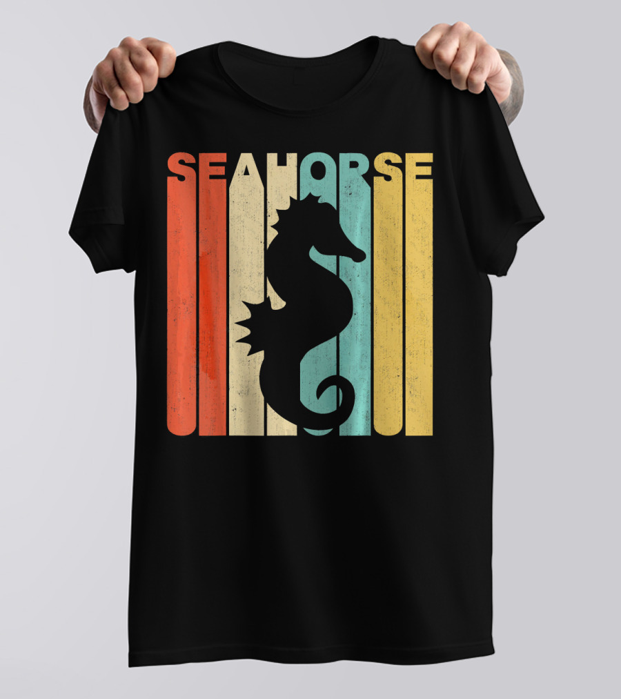 Vintage Retro Seahorse Stripes Iconic T-Shirt