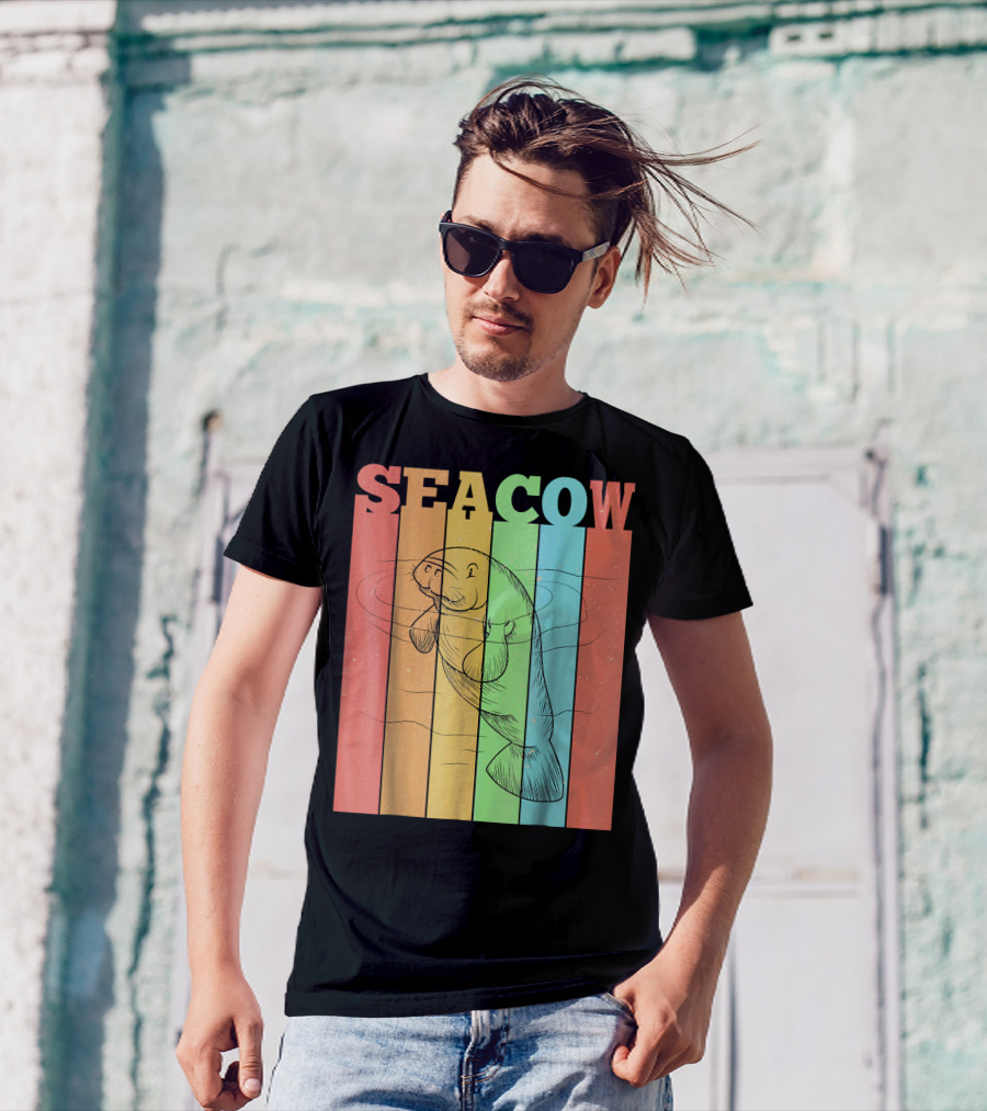 SEACOW Old Vintage Stripes Manatee T-Shirt