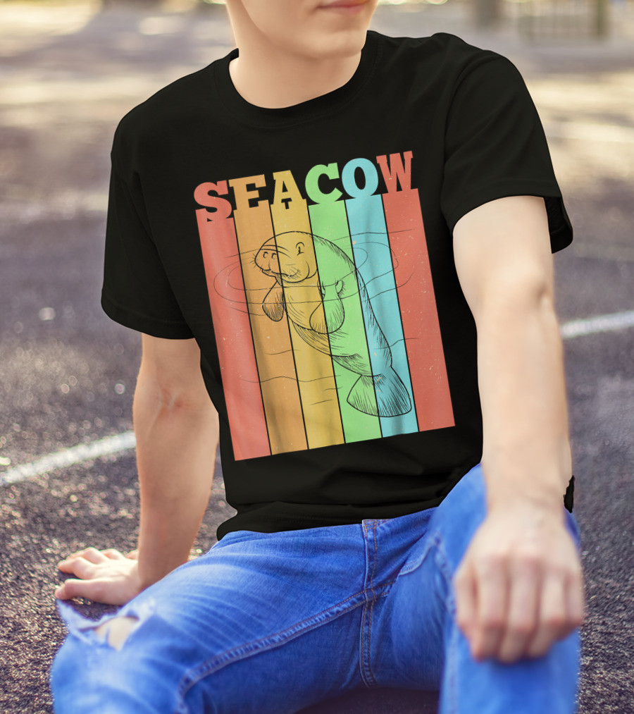 SEACOW Old Vintage Stripes Manatee T-Shirt