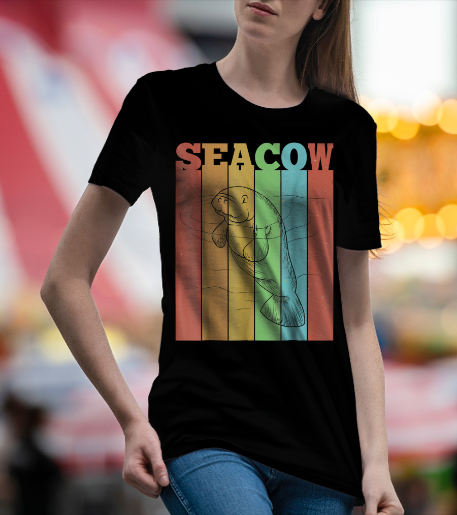 SEACOW Old Vintage Stripes Manatee T-Shirt