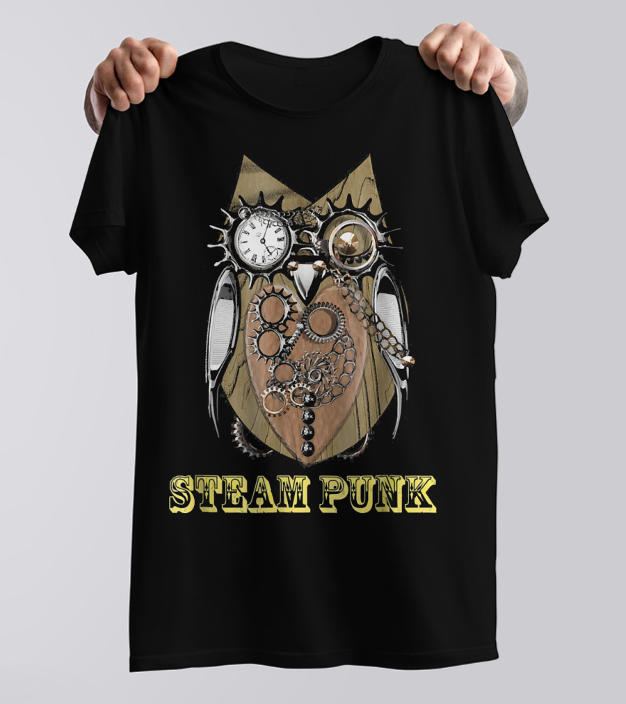 Steampunk Owl Clockwork Gears Fun Quirky T-Shirt