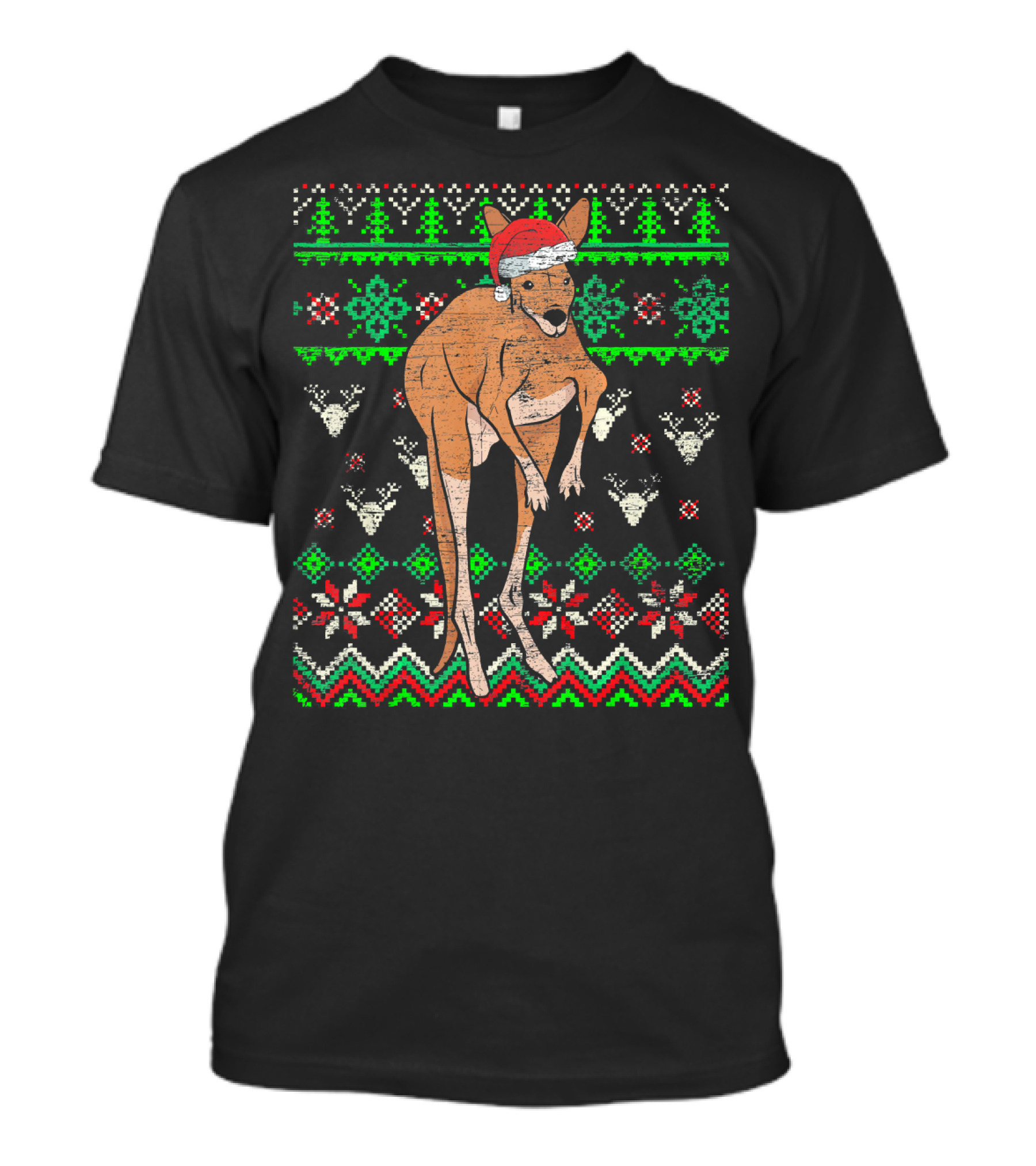 Ugly Christmas Kangaroo Santa Hat Festive T-Shirt