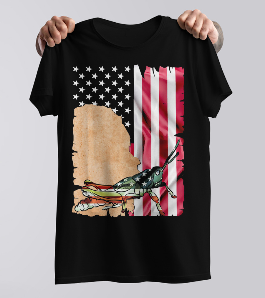 Unique Grasshopper American Flag Stars And Stripes USA T-Shirt