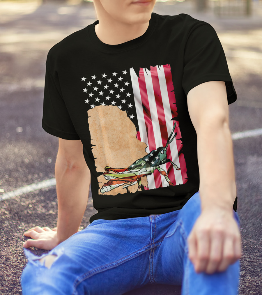 Unique Grasshopper American Flag Stars And Stripes USA T-Shirt