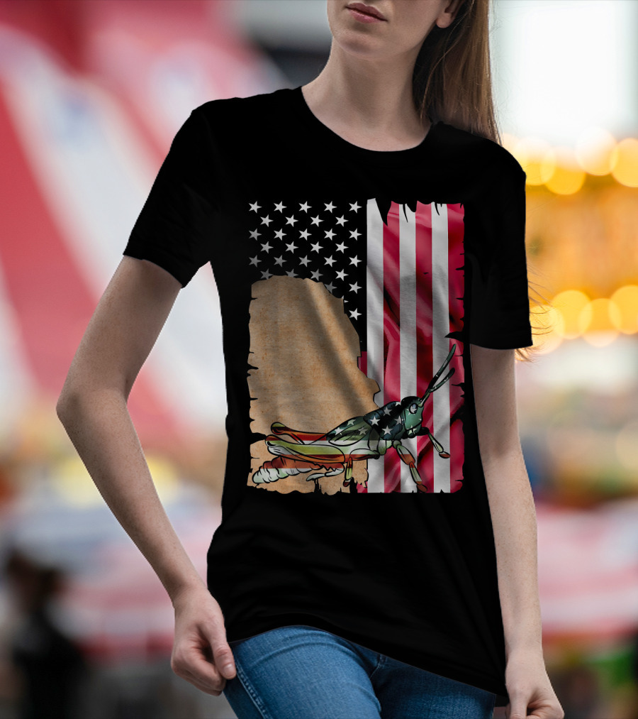 Unique Grasshopper American Flag Stars And Stripes USA T-Shirt