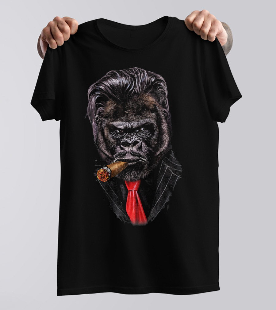 Gangster Gorilla In Suit With Cigar And Red Tie T-Shirt