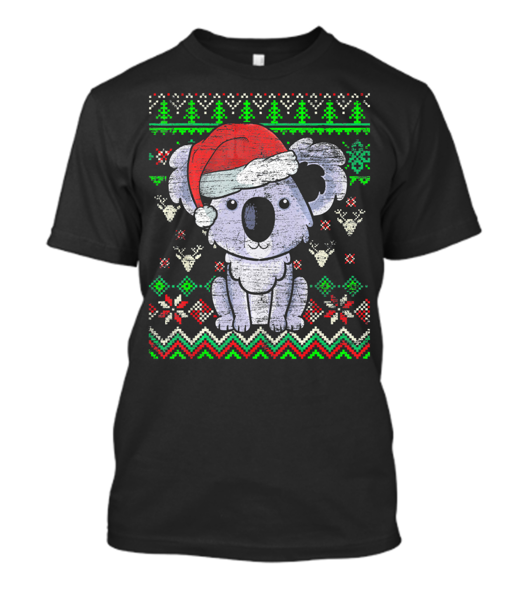 Ugly Christmas Koala With Santa Hat And Festive T-Shirt