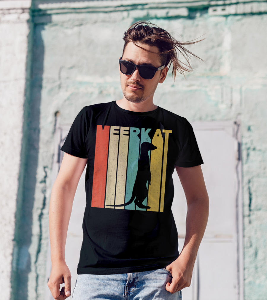 Vintage Retro Meerkat Stripe T-Shirt