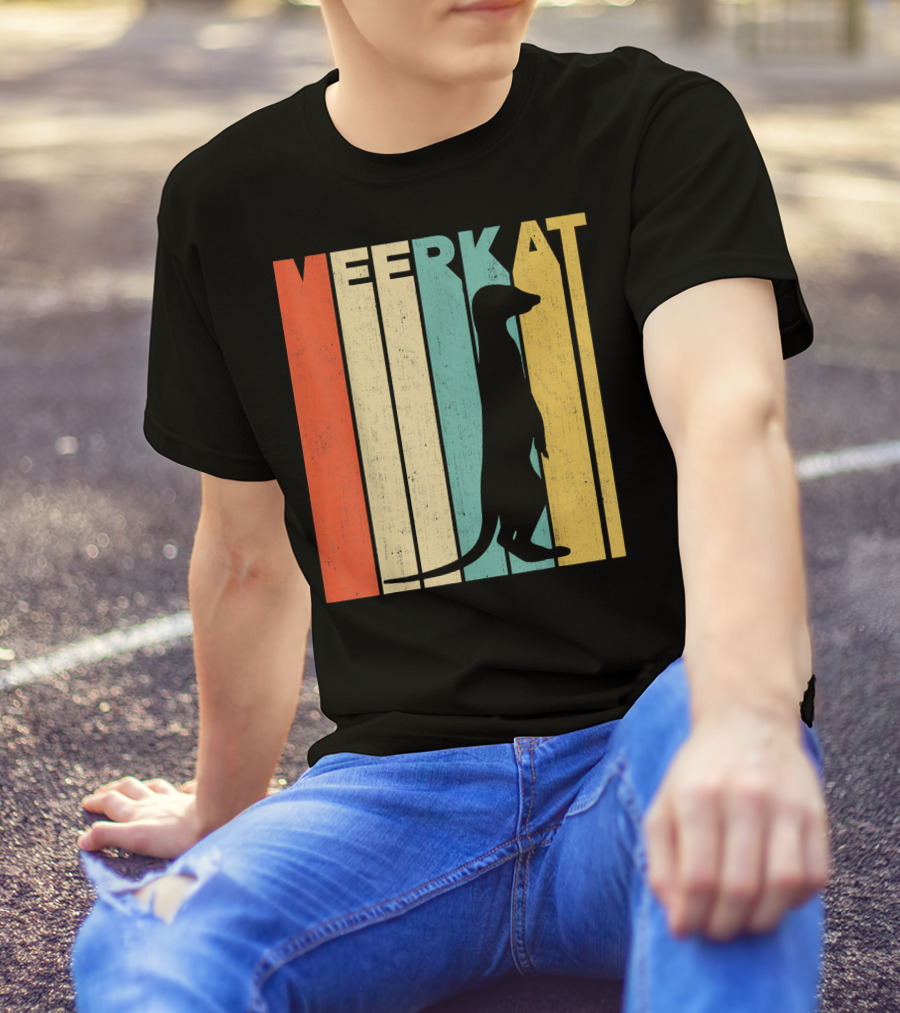Vintage Retro Meerkat Stripe T-Shirt