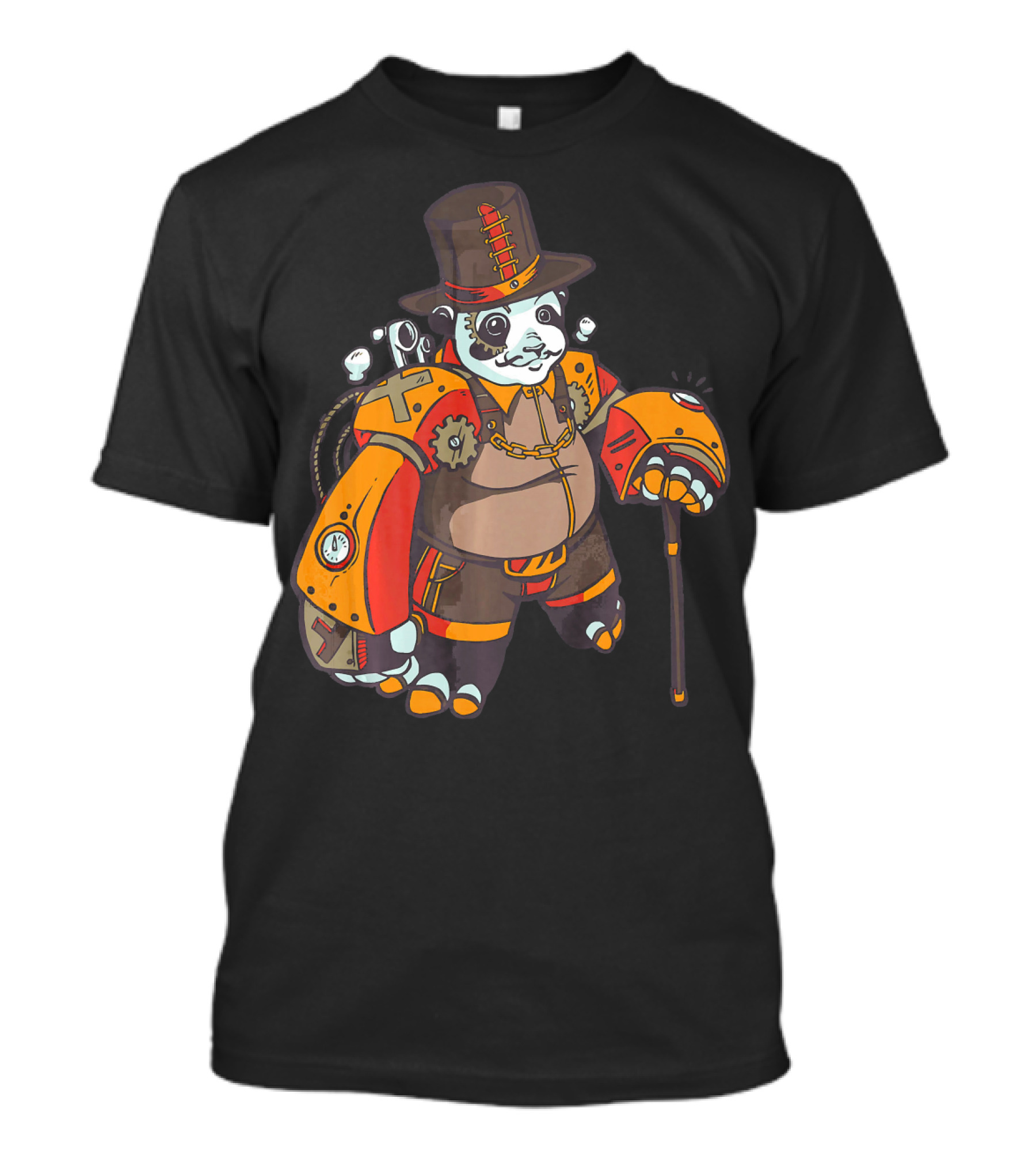 Steampunk Panda Machinery Gears T-Shirt