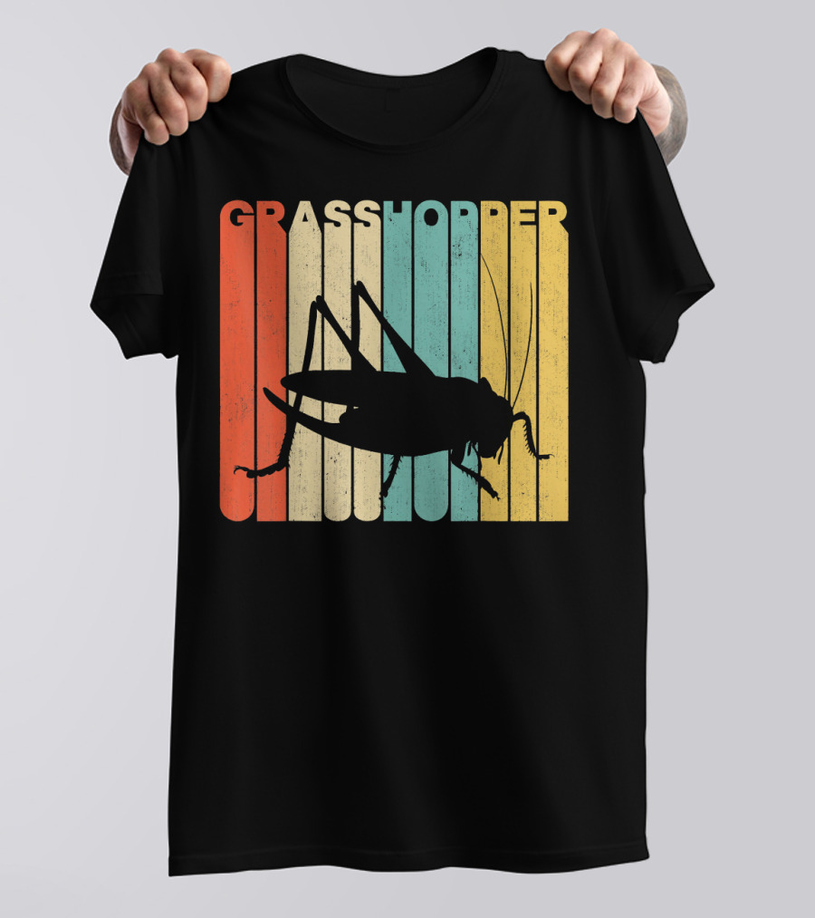 Grasshopper Vintage Retro Silhouette On T-Shirt