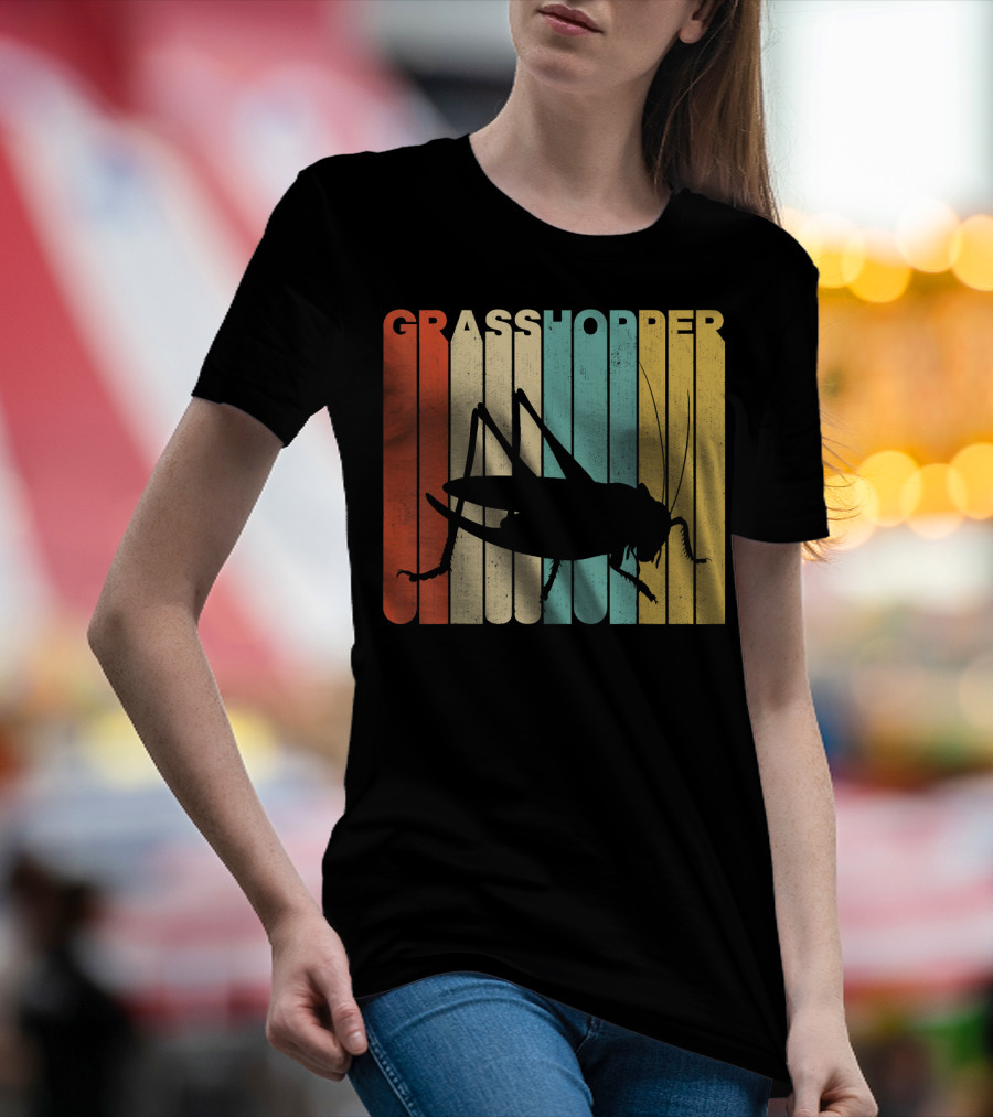 Grasshopper Vintage Retro Silhouette On T-Shirt