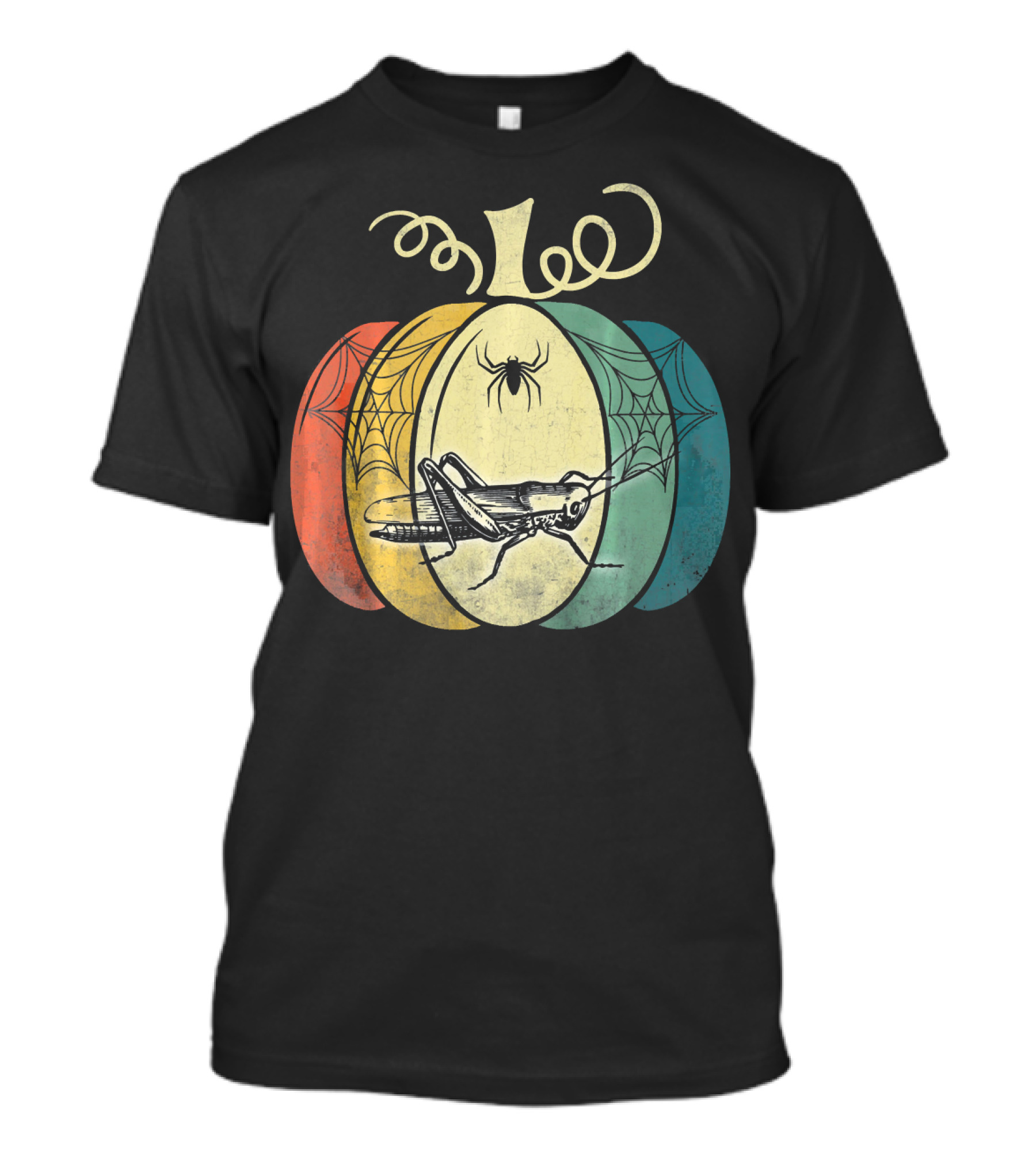 Vintage Grasshopper Spider Pumpkin With Webs T-Shirt